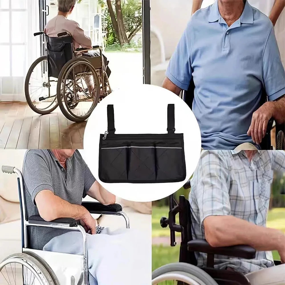 Sac latéral pour accoudoir de fauteuil roulant