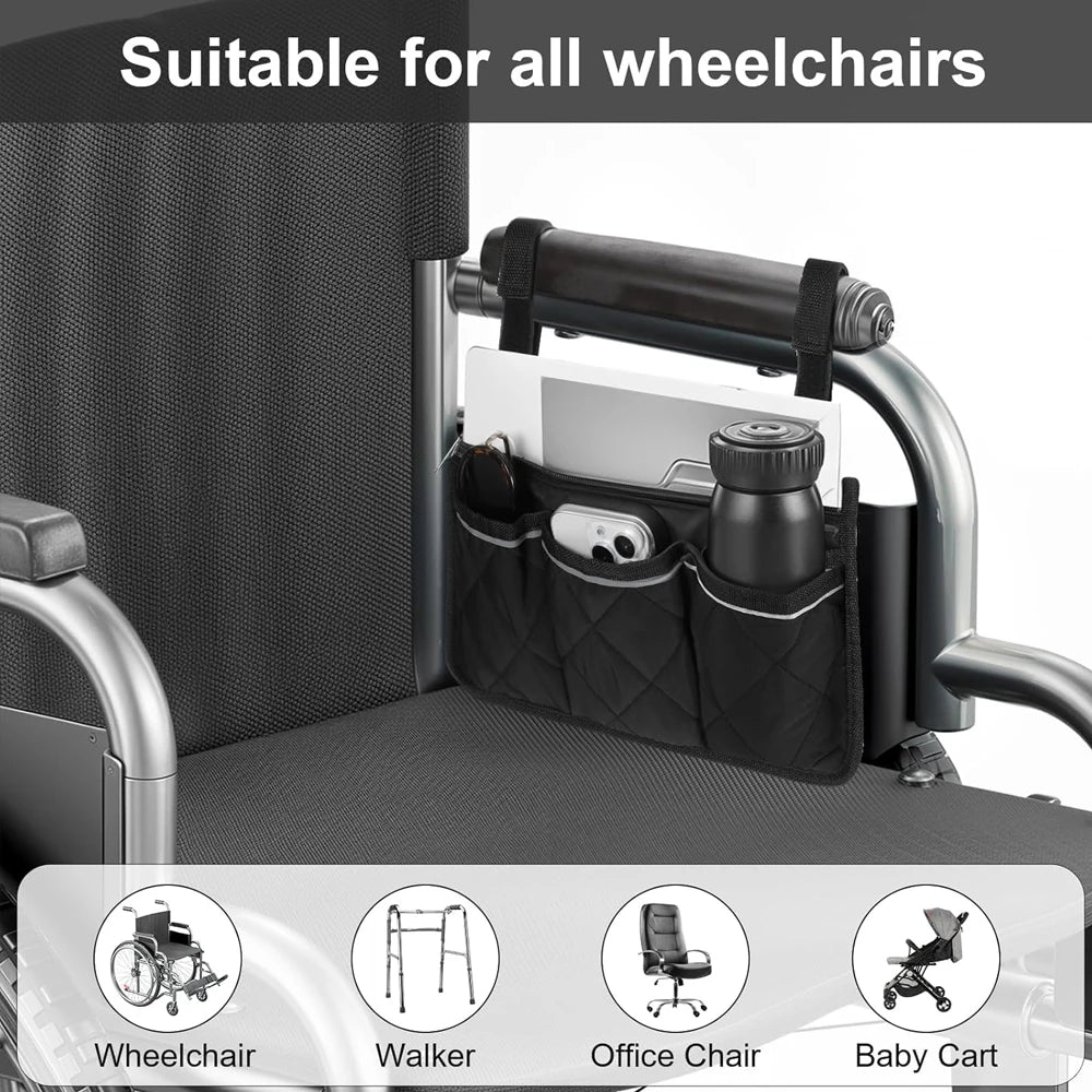 Sac latéral pour accoudoir de fauteuil roulant