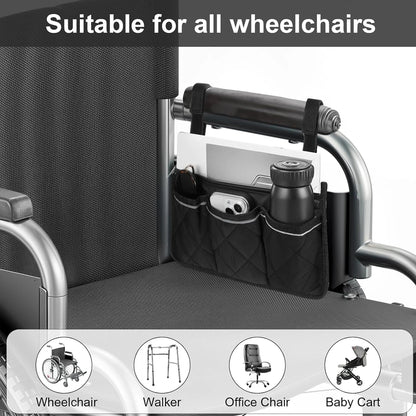 Sac latéral pour accoudoir de fauteuil roulant